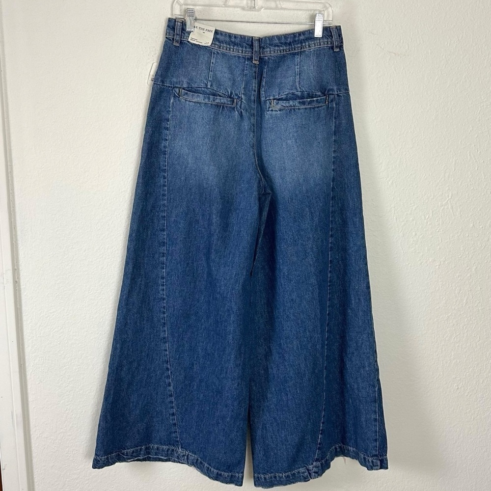 Free People Equinox Denim Trousers Lake Life Blue 29 Wide Leg Jeans Slouchy - Picture 7 of 16